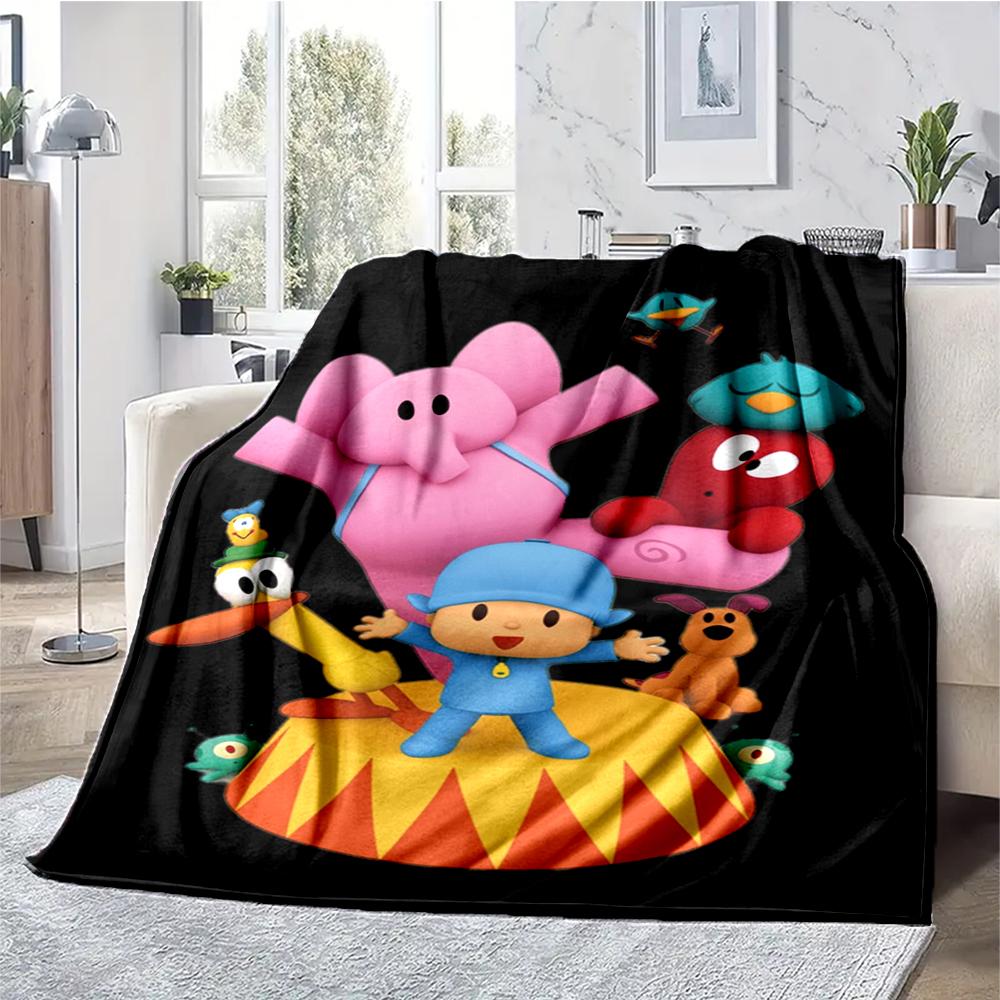 Pocoyo Theme Printed Blanket - Perfect for Couch, Bed, Travel & Outdoor Use | Machine Washable, Cozy & Durable.