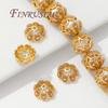 13mm 18K Gold Plated Beads Caps For Jewelry Making,Brass with Zircon Flower Caps,Beads Separators,Necklace&Bracelets Accessories