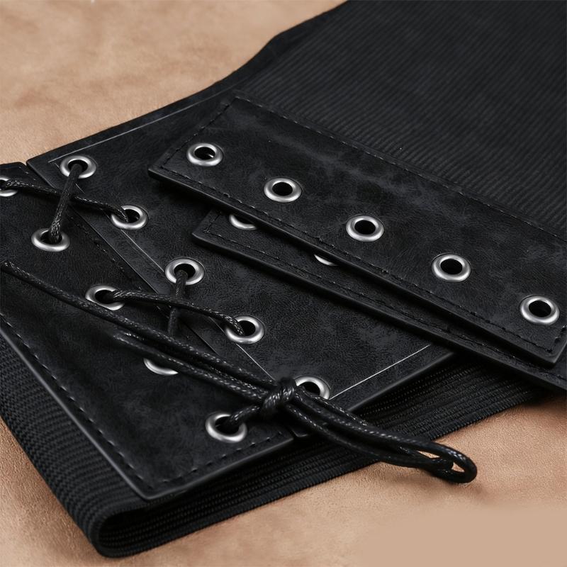 Medieval Corset Belt Waist Cincher PU Leather Embossed Waistband for Fashion and Comfortable Waist Accessory