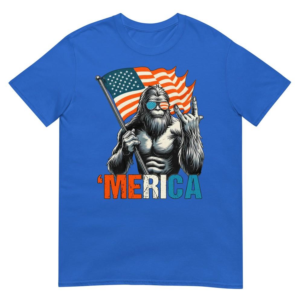 Bigfoot Merica Rock American Flag Patriotic 4th Of July TShirt
