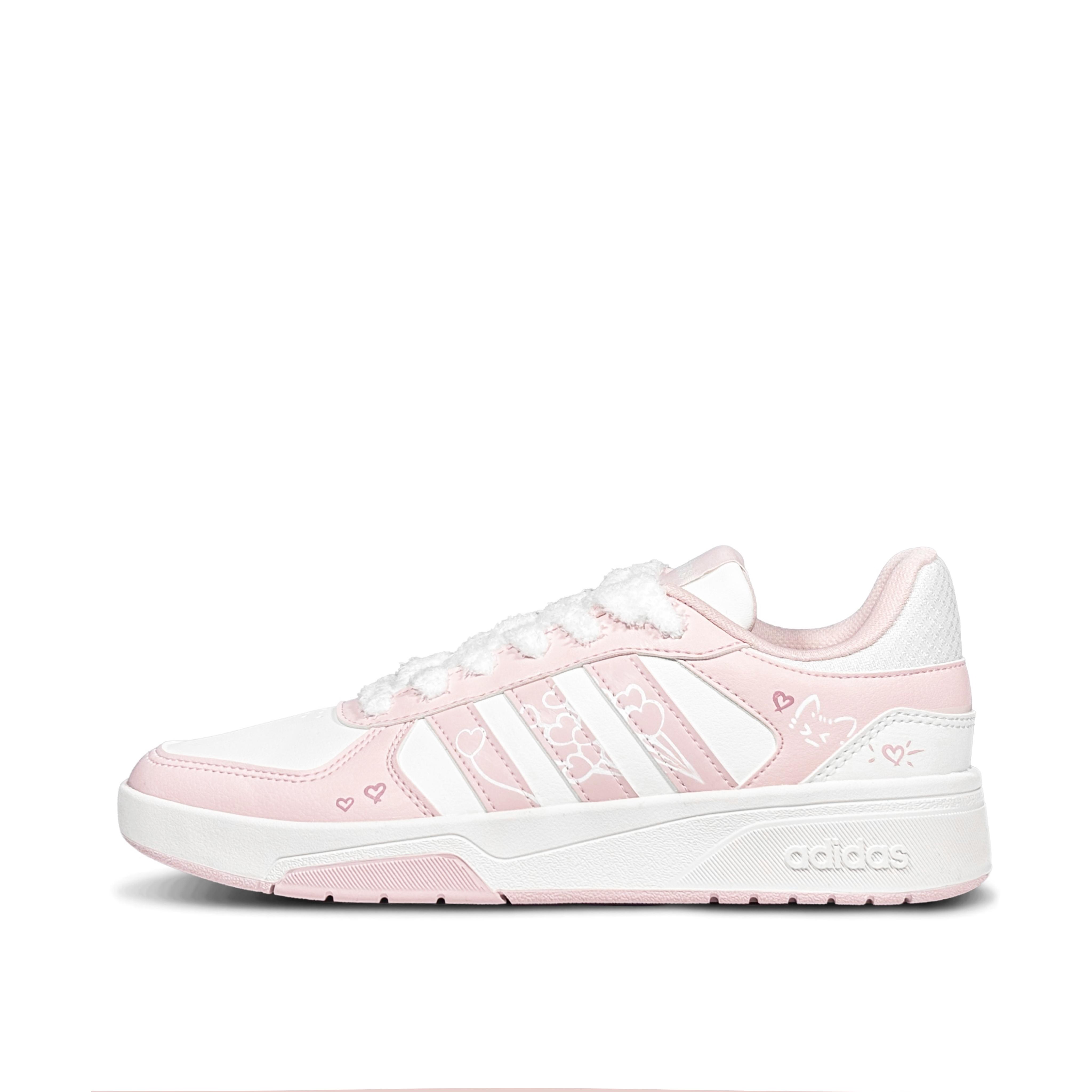 

Adidas COURTBEAT Pink Cat Balloons Low top Skateboard Shoes Unisex Pink White KI6785(Team-814) 36