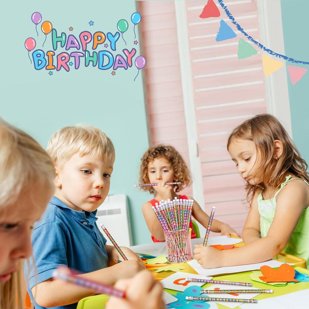 Birthday Pencils Happy Birthday Pencil for Students Birthday Pencils with Erasers Birthday Pencils for Teacher Classroom Birthday Party Supplies, 6