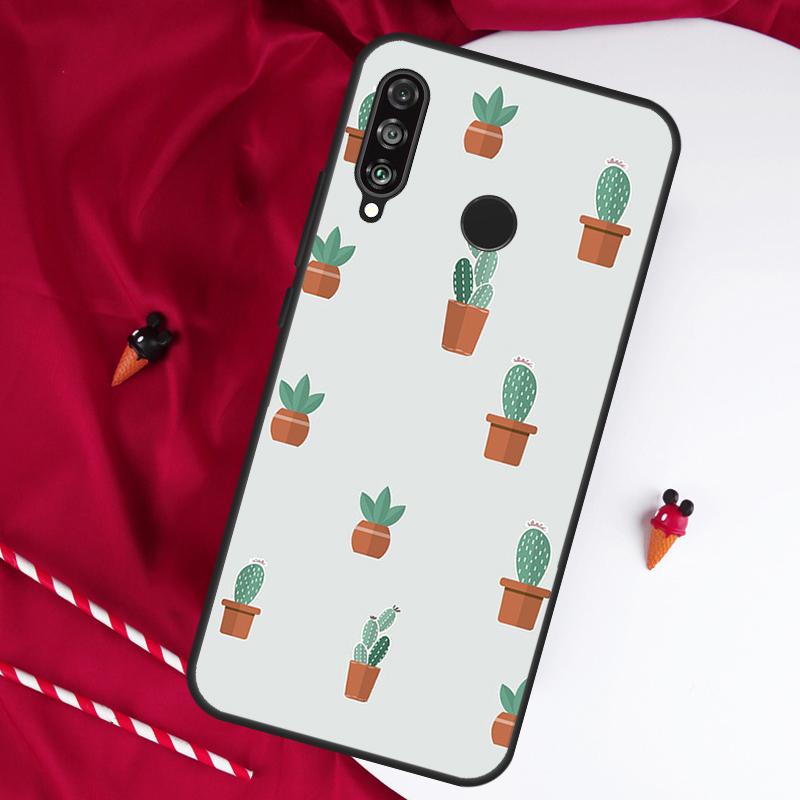 Cute Cactus Potted Plant For Huawei Nova Y90 Y70 Y60 Y72 Y73 Y61 Y91 7i 8i 11i 12i 12s 9 10 SE P20 P30 P40 Lite Case