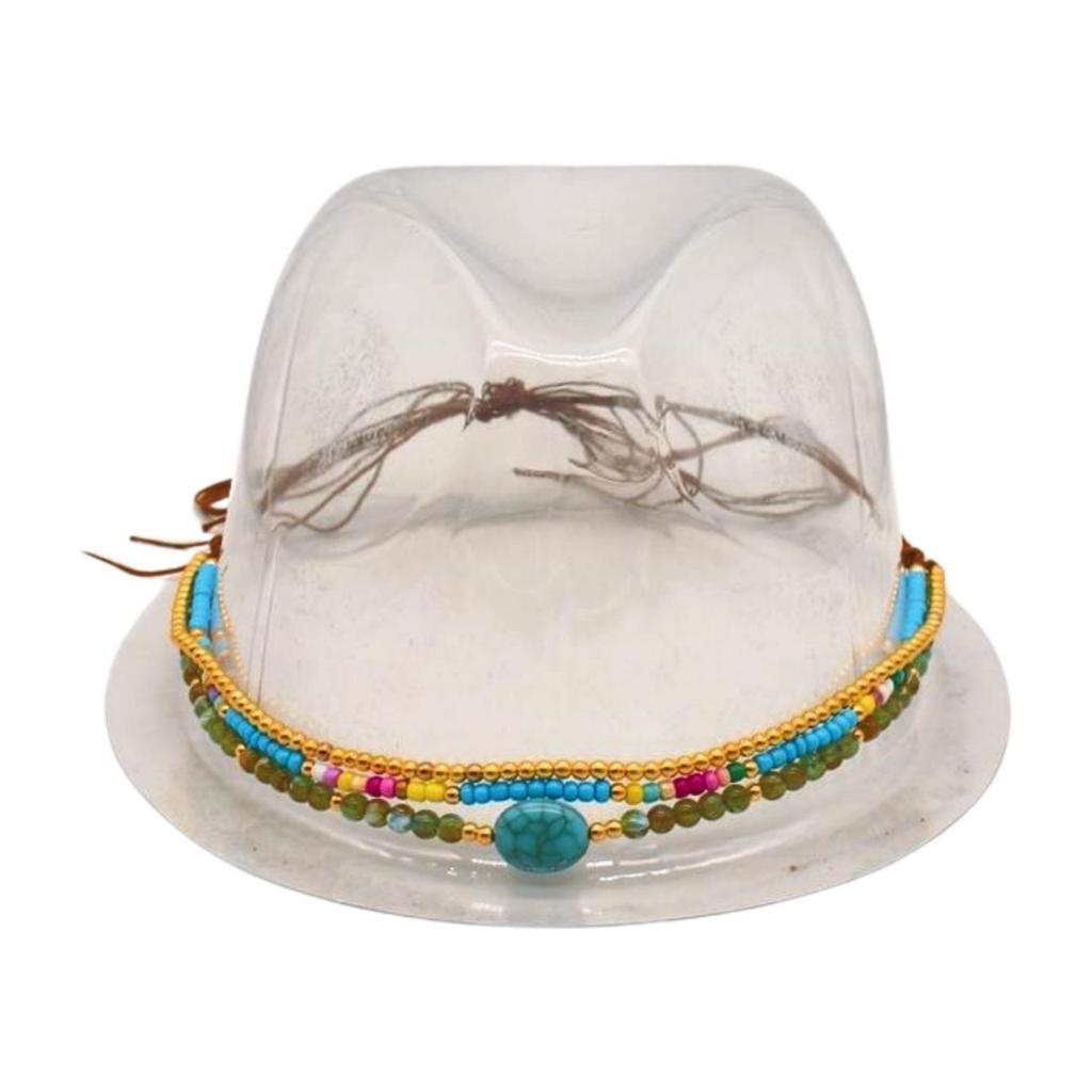 Big Brim Gold Acrylic Chain Felt Hat Solid Color Cashmere Jazz Hat French Top Hat