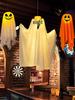 Halloween Ghost Pumpkin Lantern Pendant - Luminous Hanging Decoration for Spooky Indoor Scenes.