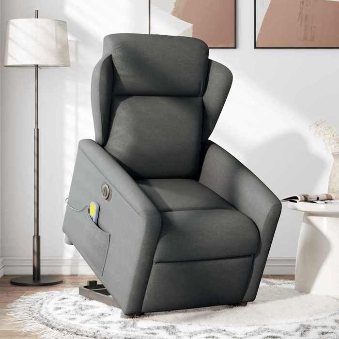 VidaXL Electric Massage Recliner Dark Grey Fabric 3303165