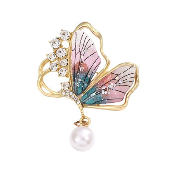 Damebrosje Sommerfuglform Falsk Veskeperle Rustfritt Anti-skli Strass Kåpekrave Hatt Skjerf