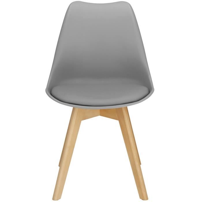 Chaise de cuisine SPRINGOS - Pieds en bois - Gris - Capacité de charge 125 kg
