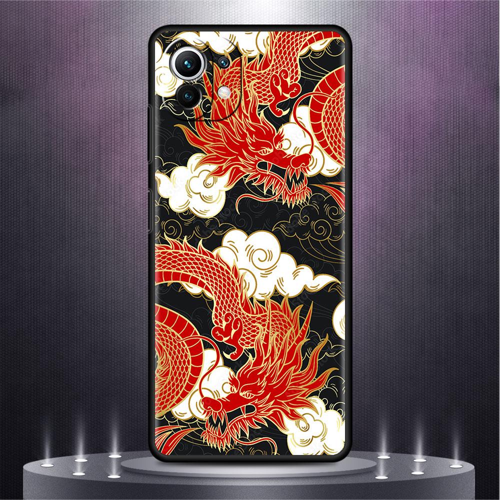 Hülle für Xiaomi Mi Poco X3 X4 NFC M3 Mi 11 11T 10 T 9T 12 9 10T Lite Silikon Rückseite Handyhülle Mode Chinesisch Vintage Drache