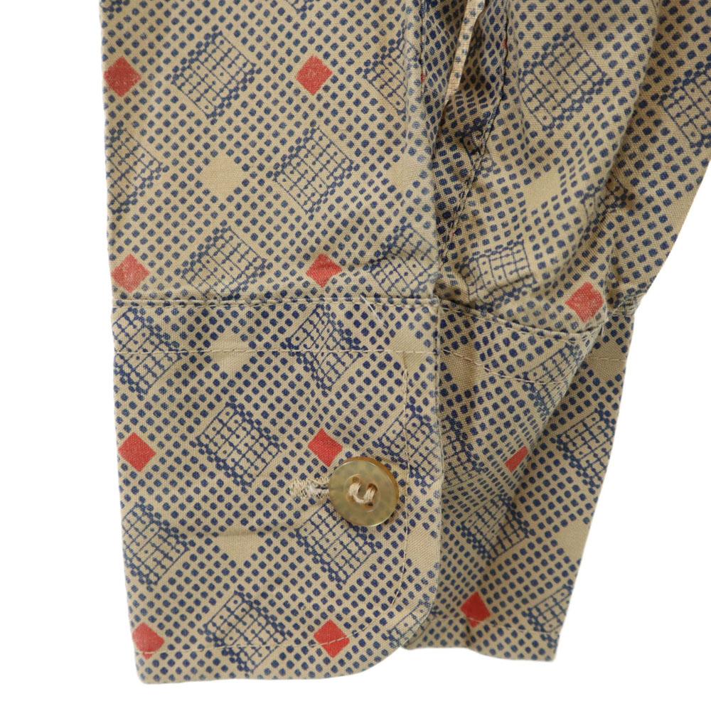 VINTAGE 70s Overall handle Long sleeve shirt S beige Old Men's Used