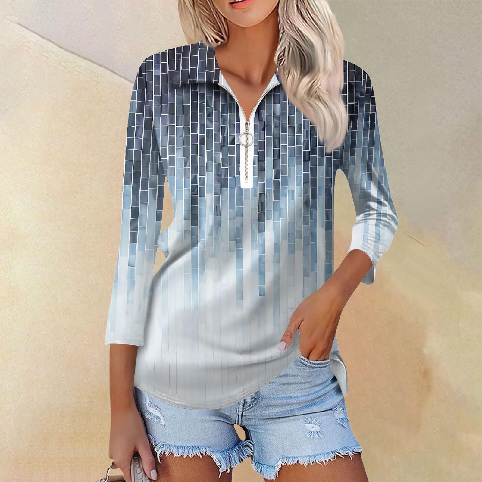 

Женская летняя модная повседневная рубашка с v-образным вырезом и семиточечным рукавом с принтом, топ XL