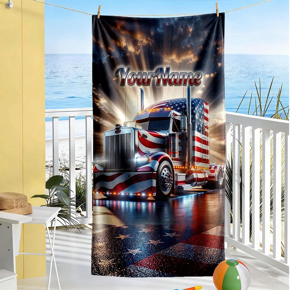 Kw Heavy Trucks Customized Name Beach Towel Quick-Dry Soft Microfiber Suitable for Swimming Gym Camping Yoga Vacation