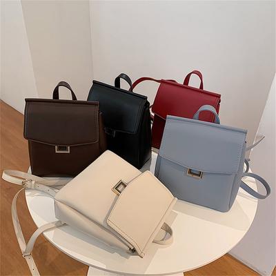Spring Luxury Design Women's Backpack Fashion Solid Color Small Ladies Backpack High Quality Leather Student School Bag