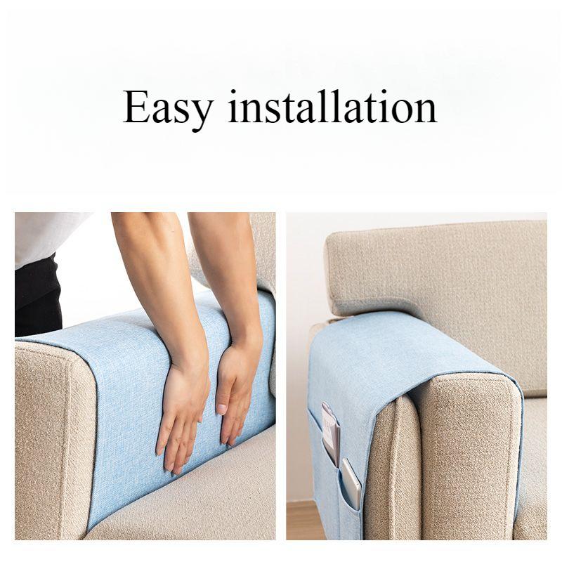 Modern Minimalist Cotton and Linen Sofa Armrest Towel Four Season Universal Sofa Cover Side Pocket Storage Dust Cover Remote Control Books