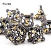 7 Pcs Black Yellow Skull Head Metal Dice Hollow Metal Polyhedral Dice Set Suitable for Role-Playing RPG  Board Game Card Game