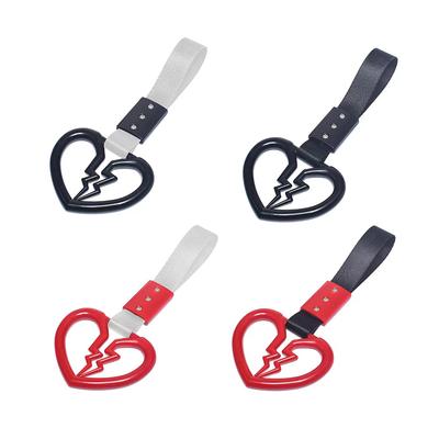 Cute Broken Heart Shaped Car Anti-Static Strap Decorative Warning Hanging Ring Car Handle Rear Front Bumper Warning Ring