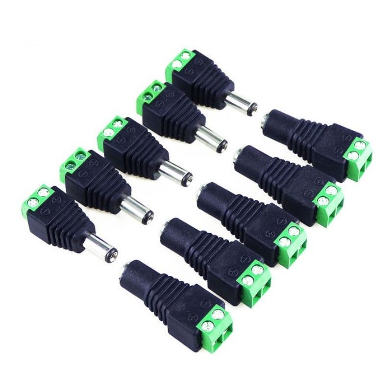 5 Set 10 Pcs Cameras 2.1mm X 5.5mm Female Male DC Power Plug Adapter Female Plug Jack Adapter Connector Male Plug Socket Green