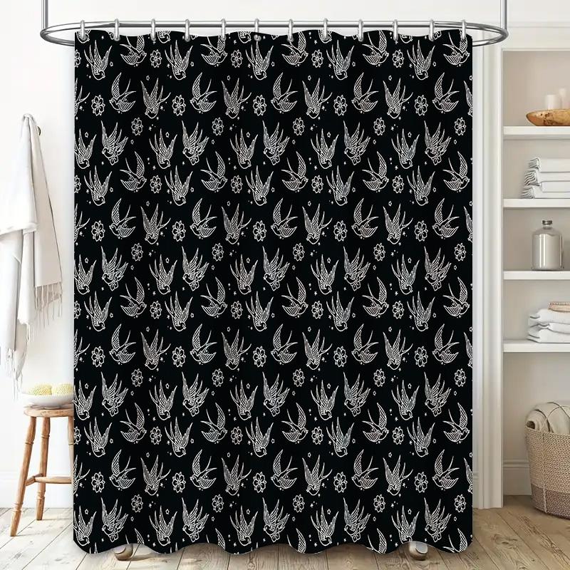 Vintage Floral Shower Curtain Botanical Pattern Bathroom Decor Rustic Farmhouse Linen Fabric Waterproof Curtains