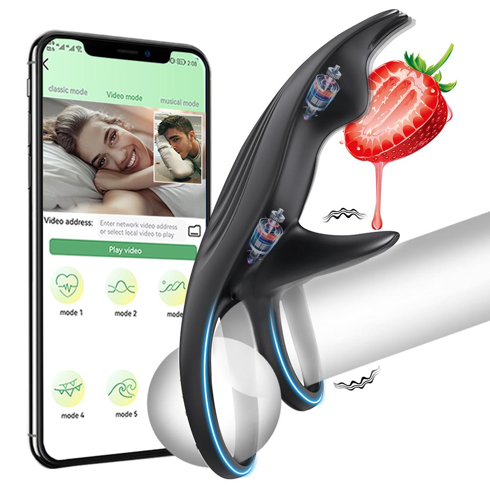 Bluetooth Cockring Penis Ring Vibrator For Men App Control Cock Rings Delay Ejaculation Clitoris Stimulator Sex Toys For Women