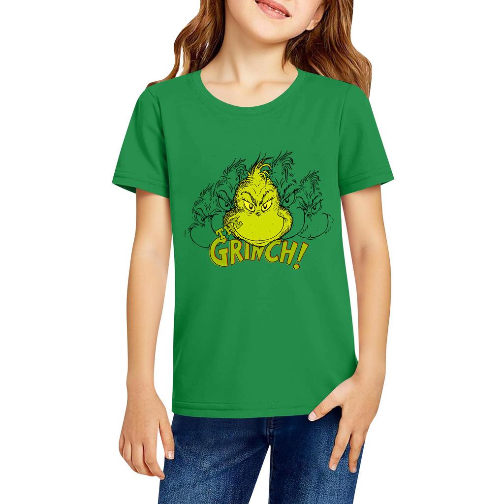 Fashionable Round Neck Short Sleeve Work Clothes Printed Tops For KID Summer Tops