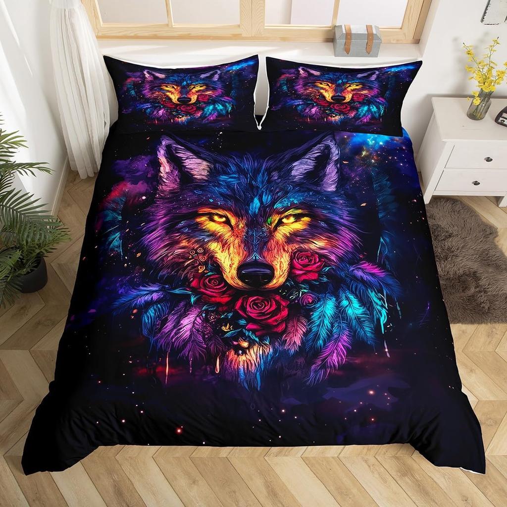 Aurora Duvet Cover Queen Size Polar Bear Arctic Animal Quilt Cover Fantasy Galaxy Sky Bedding Kids Bedroom Decor 3 Piece Set
