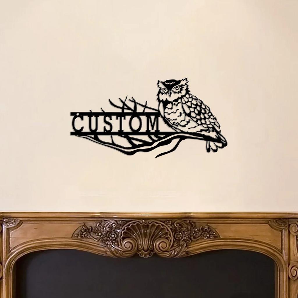 Metal House Number Owl Address Sign, Custom Street Number Plaque, Wrought Iron Door Decor