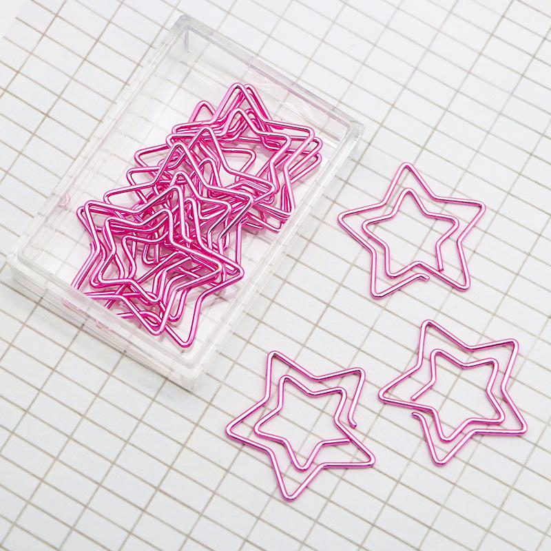 Electroplated Pentagram Paper Clips - Multicolored Metal Office Stationery for File Organization