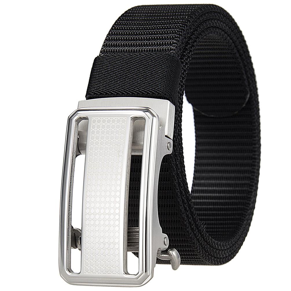 1Pcs Fashion Nylon Braided Belt Men, Button Head Front Switch Toothless Stainless Steel Buckle 3.5Cmly36-61931-3