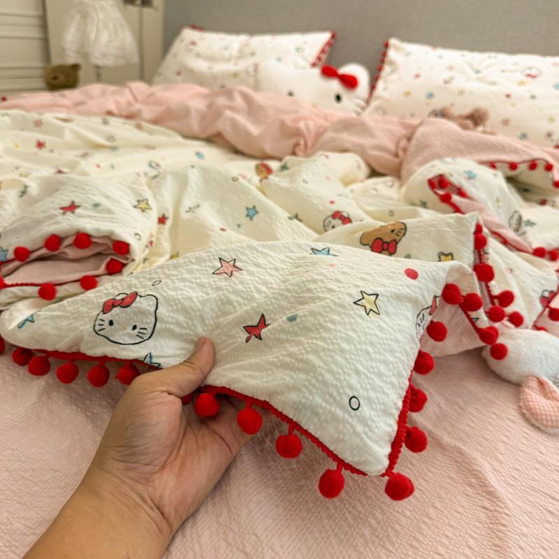 2026 A-Class Skin-Friendly Puff Cotton Bedding Set Soft Duvet Cover Bed Sheet Pillowcases