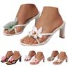 Women'S Square Heeled Openwork High Heels With Floral Patterns Sandals Women Flip Flops Rhinestones Cushioned Sandals For Women