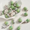 Handmade Cute Flower & Heart Green Ceramic Beads for DIY Jewelry