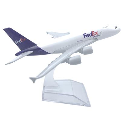 Réplica 1/400 Fedex Airways A380 Modelo de Aeronave Diecast 16CM Base de Plástico Trem de Pouso Brinquedo de Liga Decoração de Companhia Aérea de Aeroporto