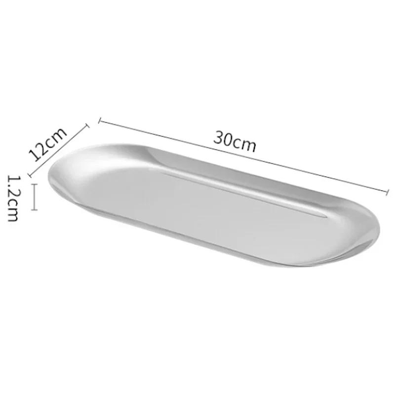 Stainless Steel Oval Serving Tray Towel Storage Dish Plate Fruit Dessert Sushi Snack Serving Dishes Gold Trinket Display Trays