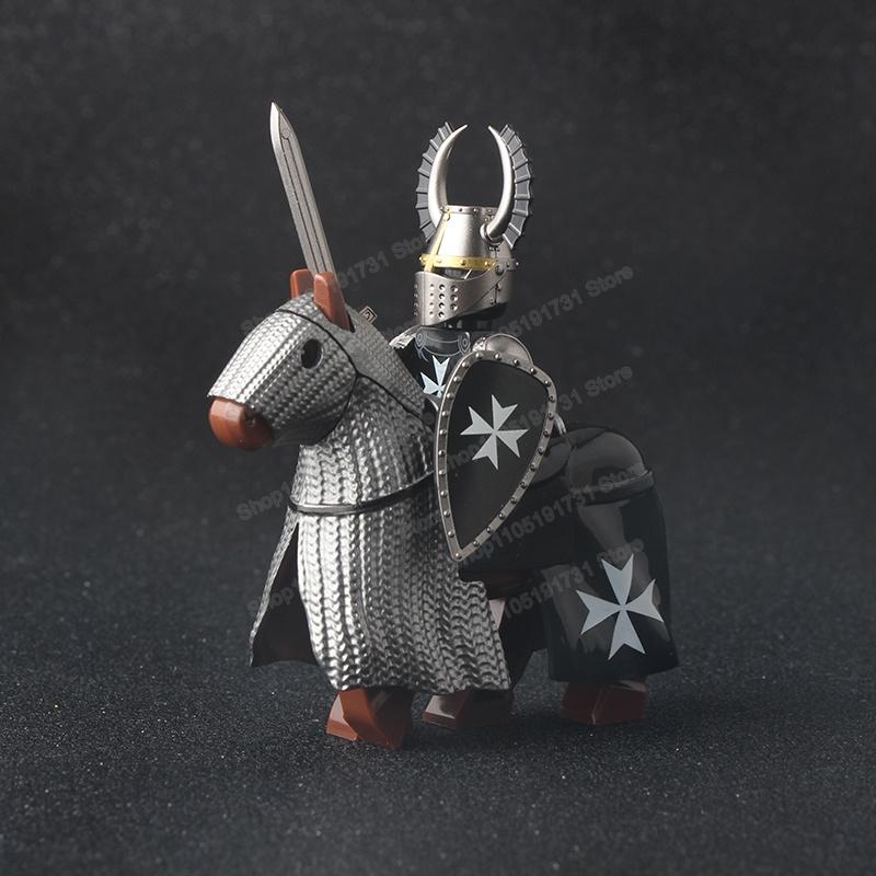 Medieval Knight Serie Figures Building Blocks Warrior Soldiers Guards Lion Heart Hospital Teutonic Knight Battle Pastor Kid Gift