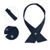 [Elerevyo] Women's & Men's Adjustable Cross Bow Tie, Solid Snap Button Tie, School Uniform, Navy Blue, One Size