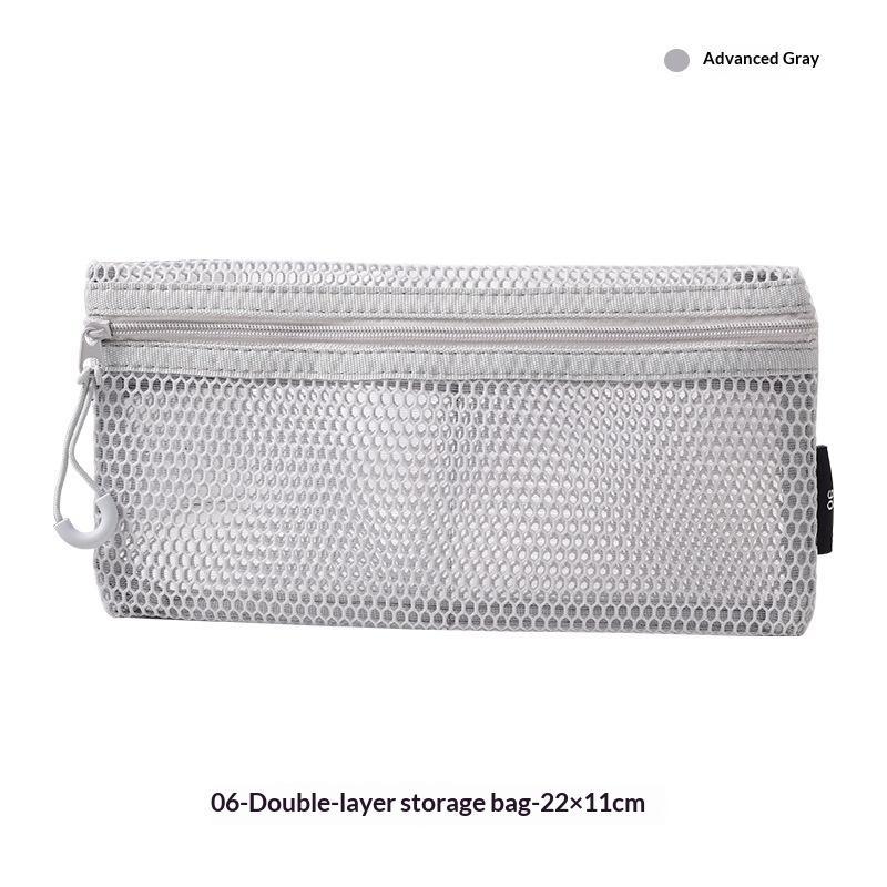 Breathable Mesh Zipper Storage Pouch Visible Large Capacity For Stationery Cosmetics Cables Travel