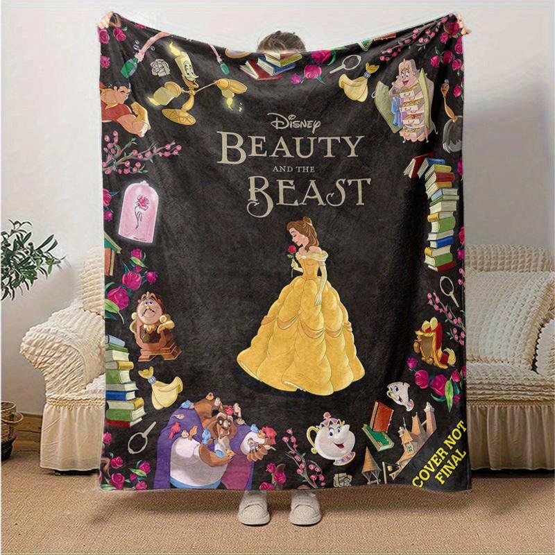1pc, Disney's Beauty and the Beast Home Décor Blankets Perfect for Bedroom, Living Room, Travel, Camping, Car