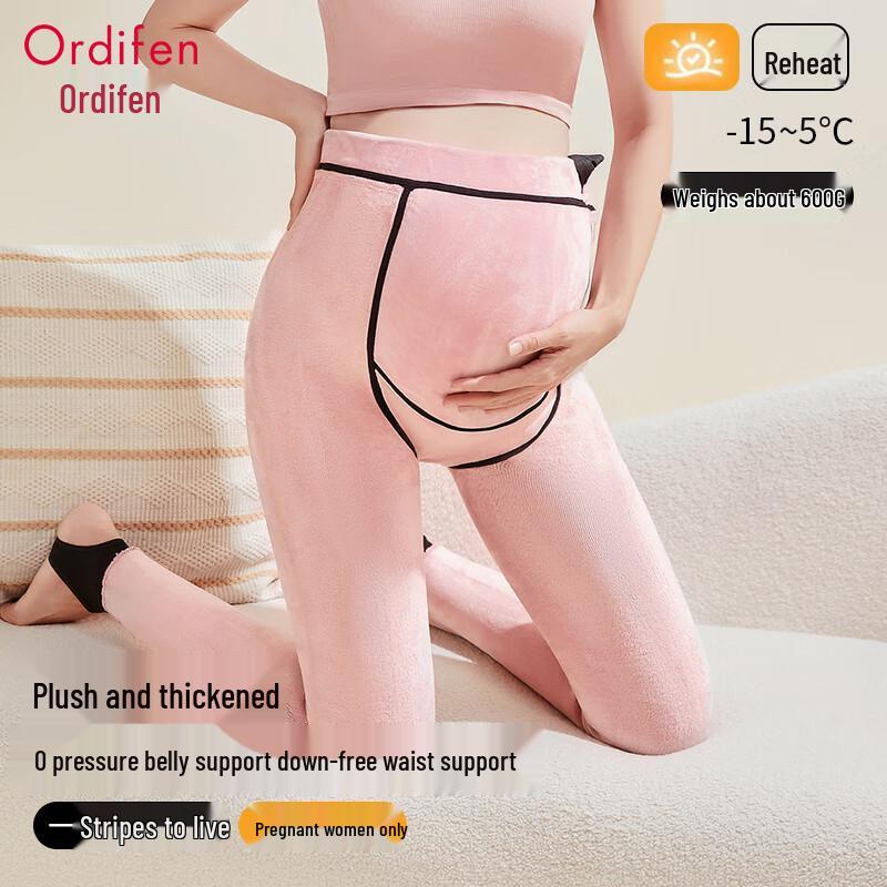 

Ordifen Women s Maternity Fleece-Lined Thermal Leggings One Size (Fits 90-140 Jin)