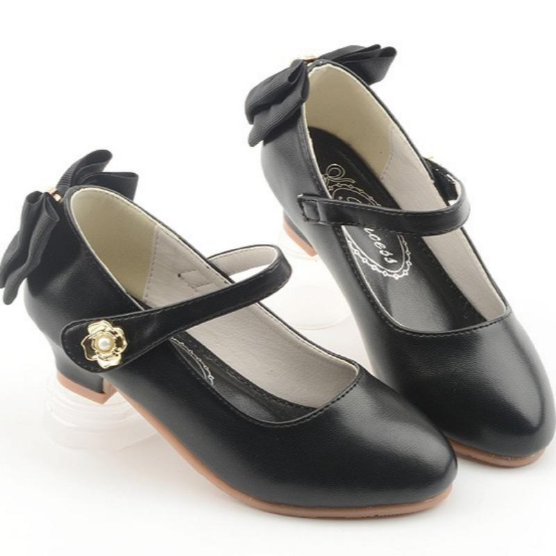 Girls' Fashionable High Heels Korean Style Princess Shoes All-match Shallow-mouth Leather Shoes