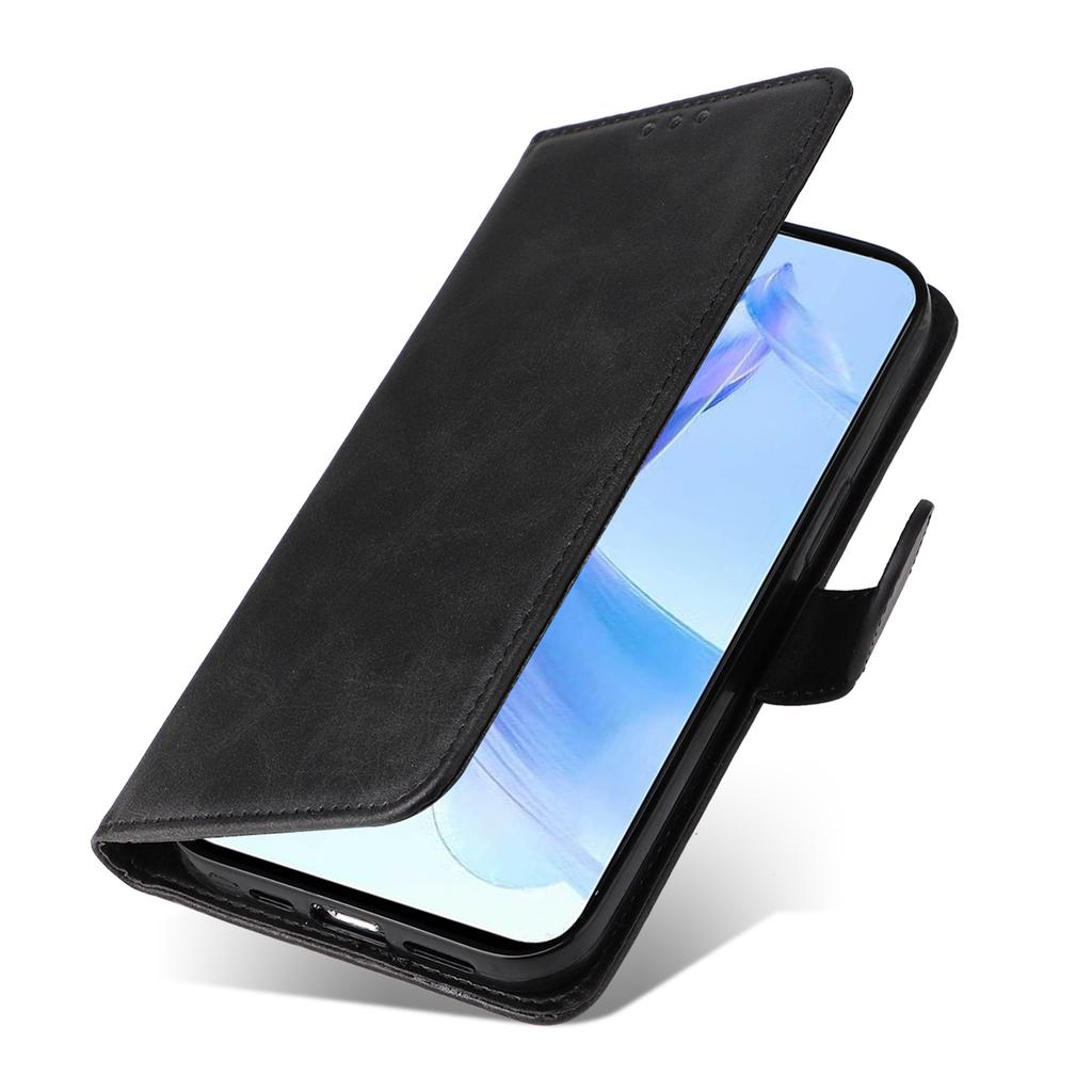 Cell Phone Cover for Honor X50i 5G/90 Lite 5G Calf Texture Anti-scratch PU Leather Wallet Stand Case with Strap