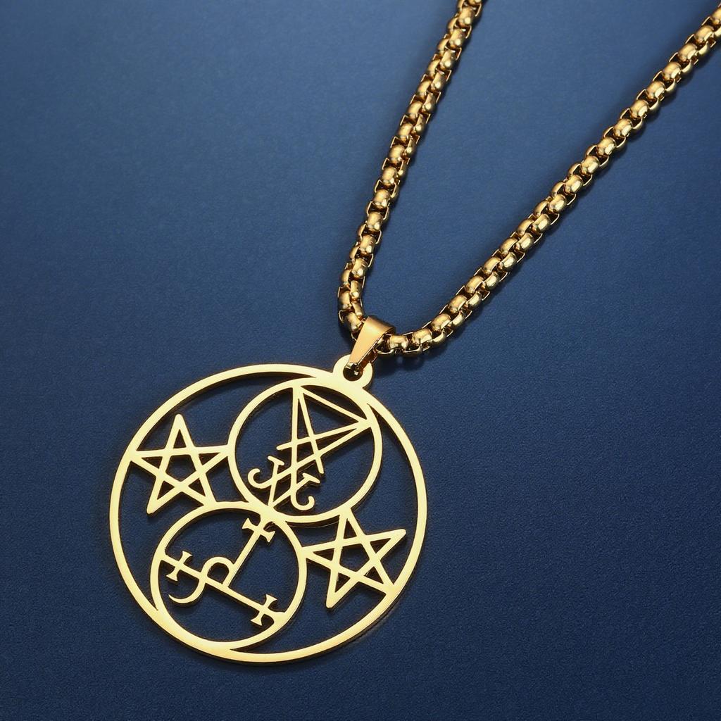 Pečeť Lilith Řetízkový náhrdelník z nerezové oceli Módní Šalamounův amulet Přívěsek náhrdelník pro ženy Muži Židovské šperky Dárek