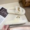 Height heel thick bottom fluffy slippers women wear autumn and winter cotton drag chain Internet celebrity popular plush slippers spring and summer