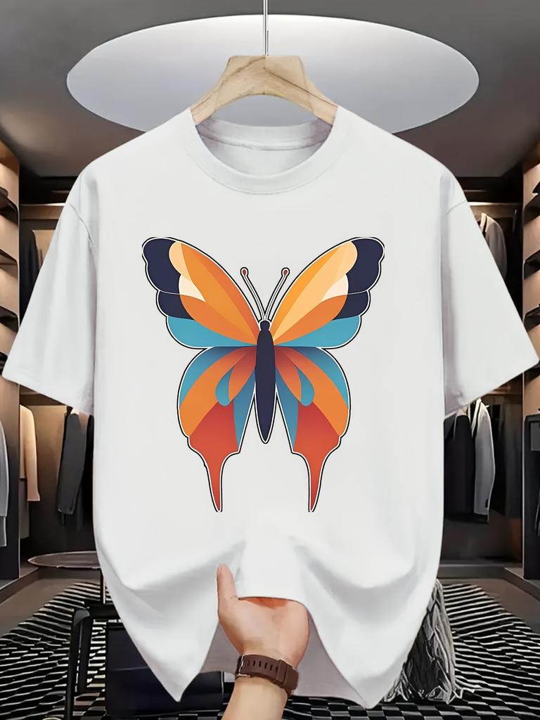 Funny Vibrant Butterfly Graphic Men's Summer T-Shirt Casual Tshirts O-neck short-sleeved Tee To