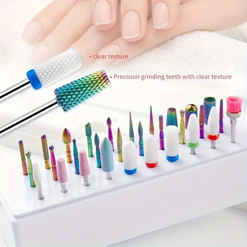 30Pcs Nail Drill Bits Ceramic Diamond Cuticle Efile Carbide Remover for Home Salon Acrylic Gel Nail Manicure Pedicure Tools