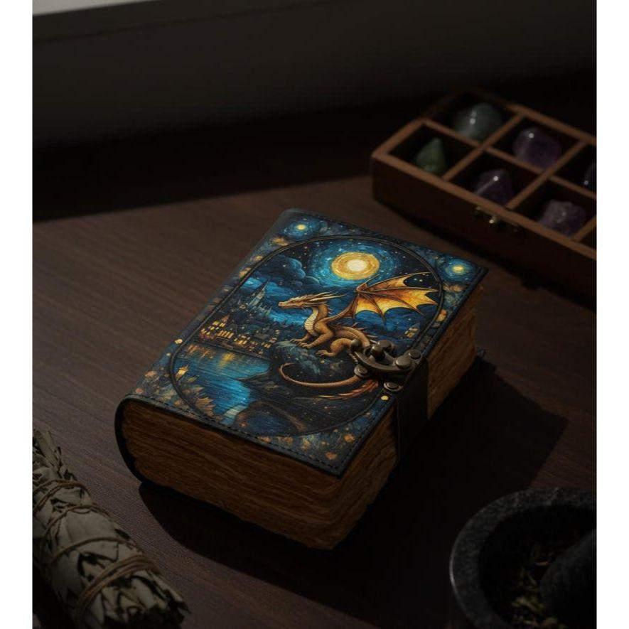 Dragon Leather Journal: Handmade Book of Shadows with Key Lock