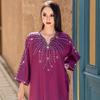 BA5149 new berry purple heavy industry hand-sewn rhinestone dress arabic robe women's clothing