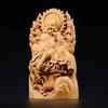 Seven Lucky Gods Figurine Hotei Natural Clifftop Buddha Statue Wood Carving Feng Shui 20cm x Width 11cm x Depth (Height 4cm)