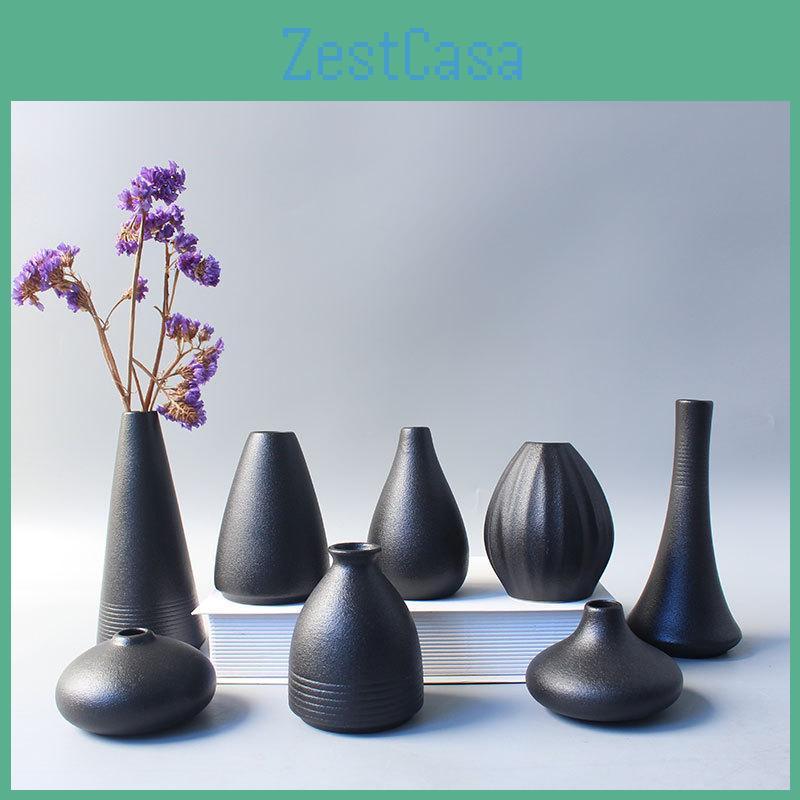 Small Home Vase Ceramic Decoration Handicraft Desktop Decoration Black Small Vase Simple Japanese Decoration