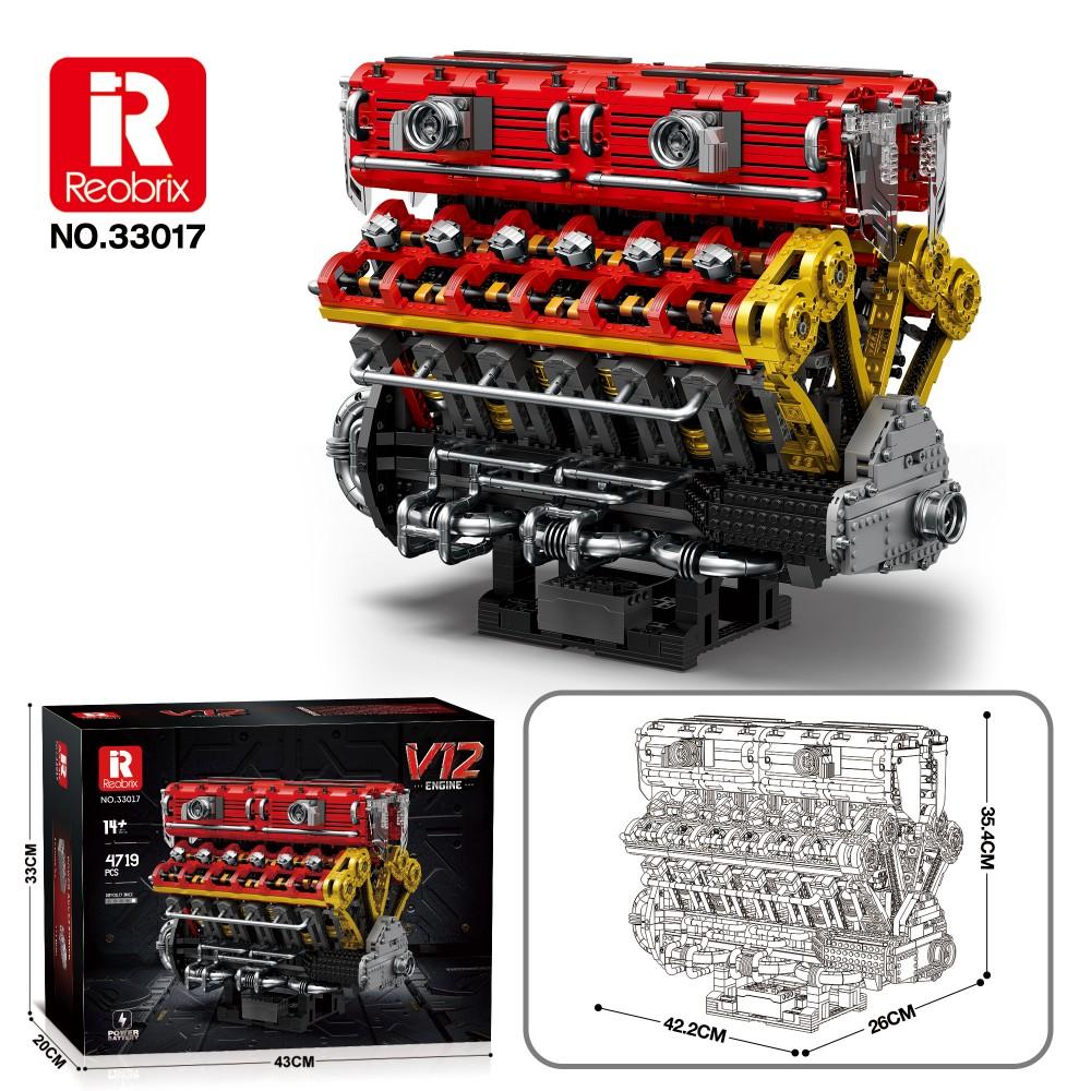 Non-Toxic 4719Pcs V12 Engine Model Building Blocks Technology Bricks Kit With Display Stand Adult Gift Children'S Educational Diy Toys