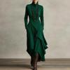 European Style Autumn/Winter 2025 Women's Solid Color Long Sleeve High Neck Irregular Dress